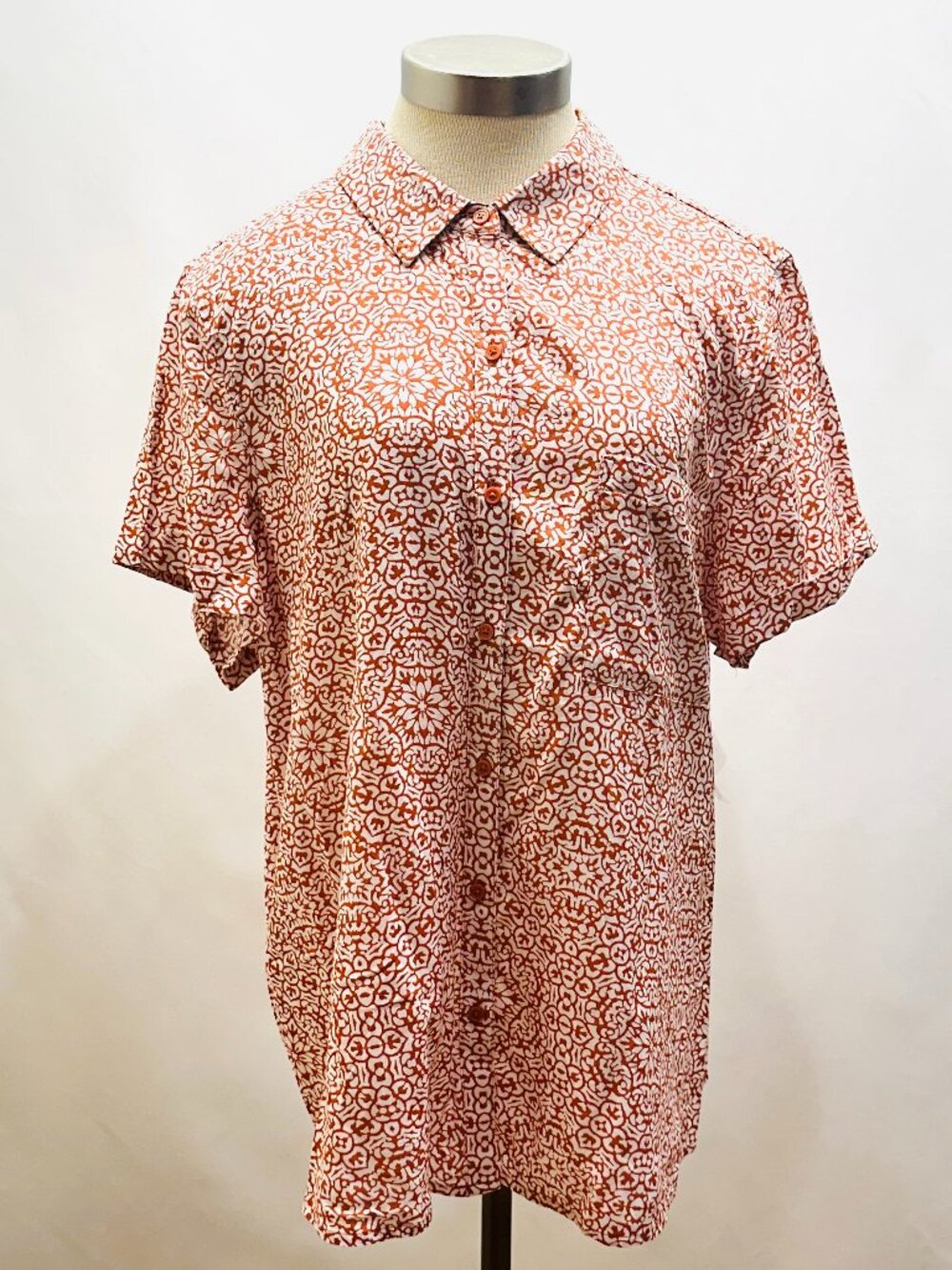 NWT CROFT&BARROW Women Short Sleeve Button Down Collared Floral Shirt Size XXL